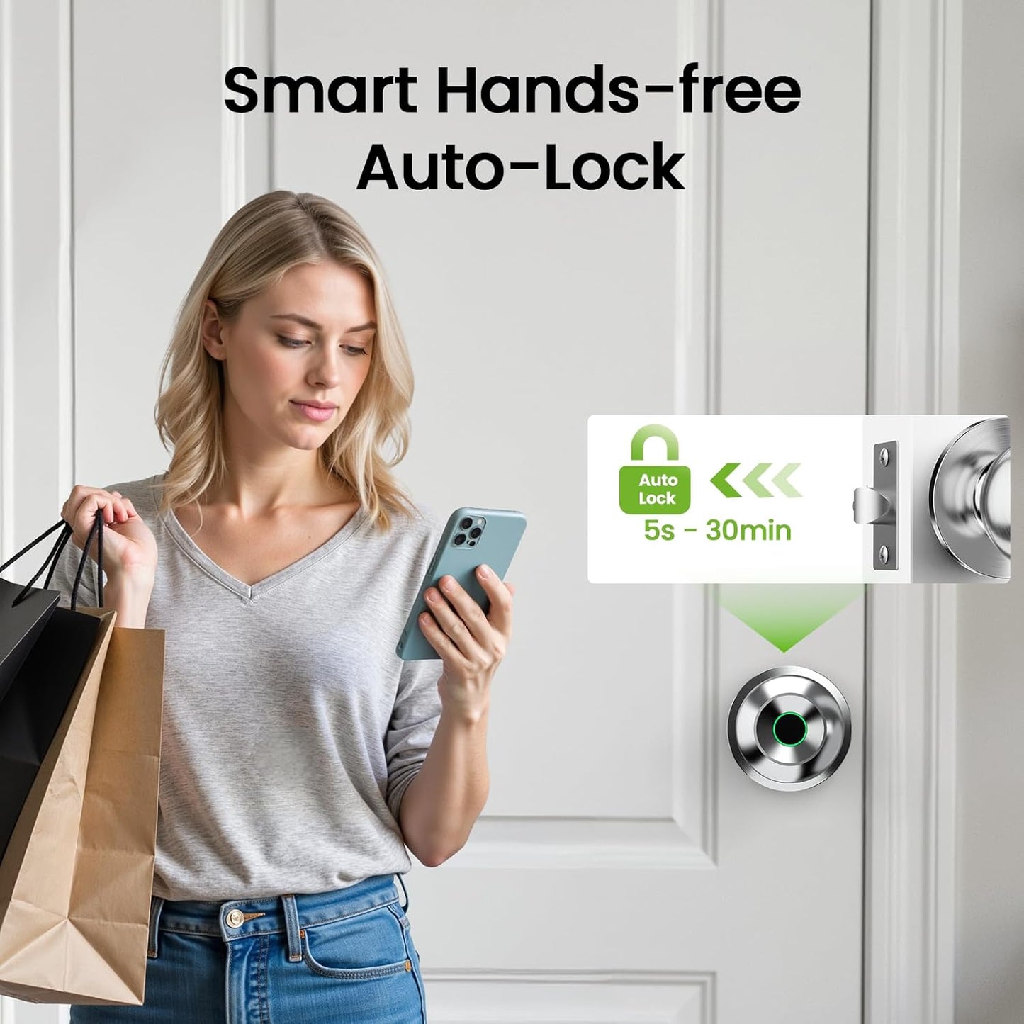 Smart Fingerprint Door Lock with App Control - 3-in-1 Biometric Knob for Home & Office