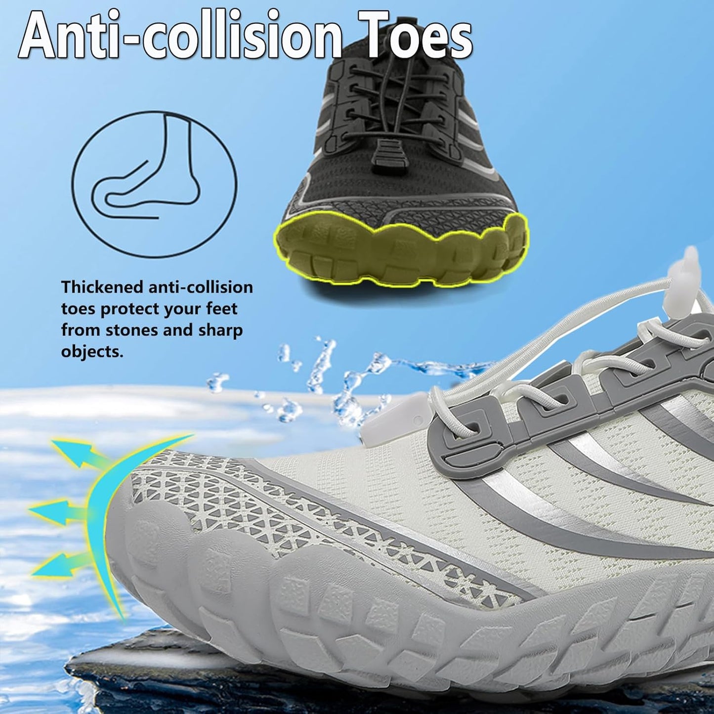 Skiennix Water Shoes - Quick-Dry Barefoot Aqua Shoes for Men & Women | Ideal for Beach, Pool, Hiking & Yoga