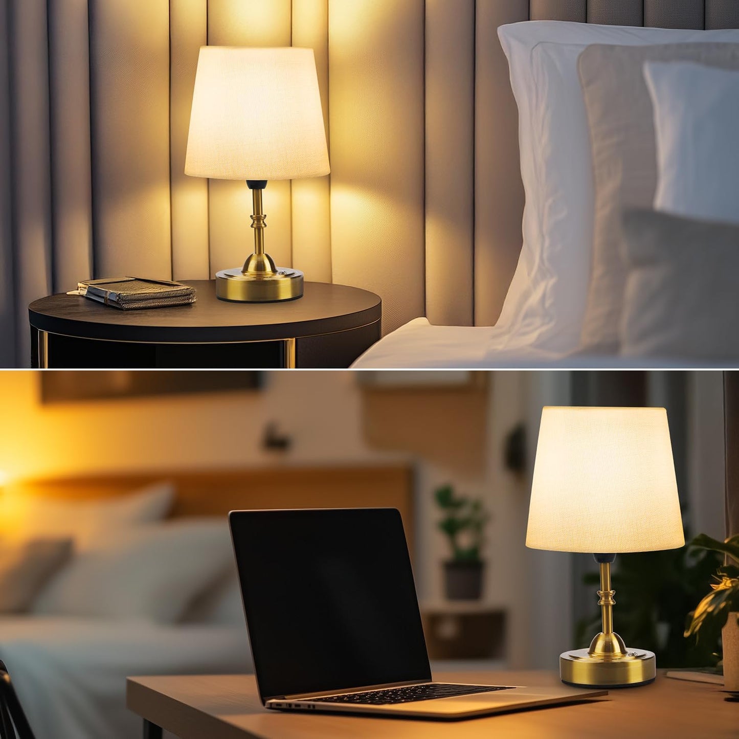 Rechargeable Cordless Touch Table Lamp - 5000mAh Battery, 3-Level Dimmable, Portable Brass Night Light for Home & Patio