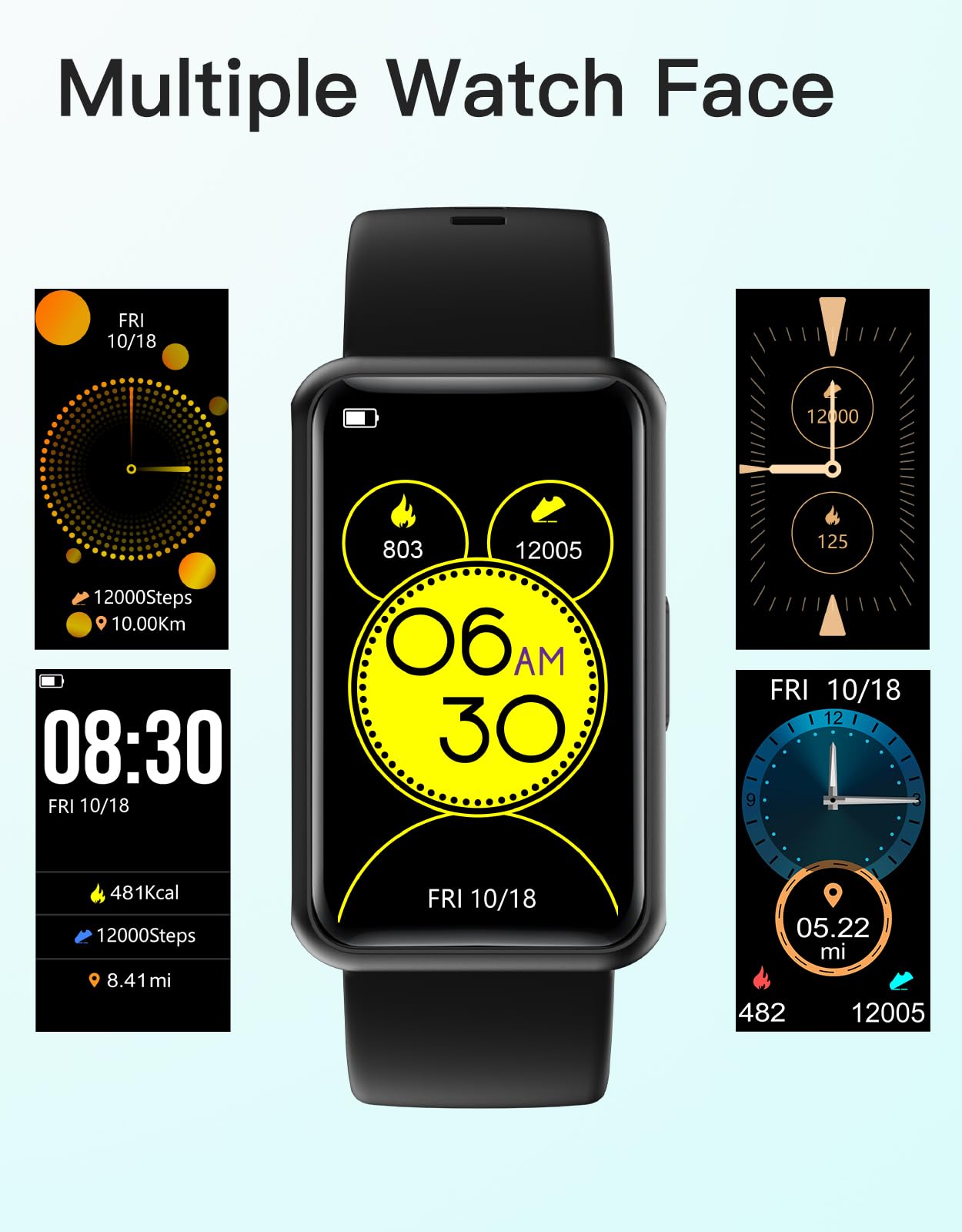 HUAKUA Fitness Tracker No Bluetooth No APP No Phone Needed, Fitness Watch for Men Women Parents IP68 Waterproof with Full Touch Screen Steps Calories Counter Sleep Tracker Alarm Clocks (Black)