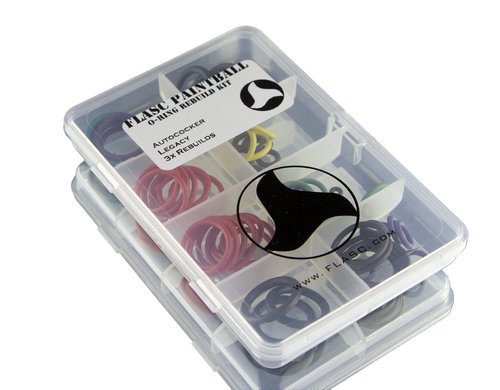 Flasc Paintball Color Coded O-Ring Rebuild Kit fits WGP Autococker Cocker Legacy - 3X Full Rebuilds - Includes Compartmentalized Storage Case