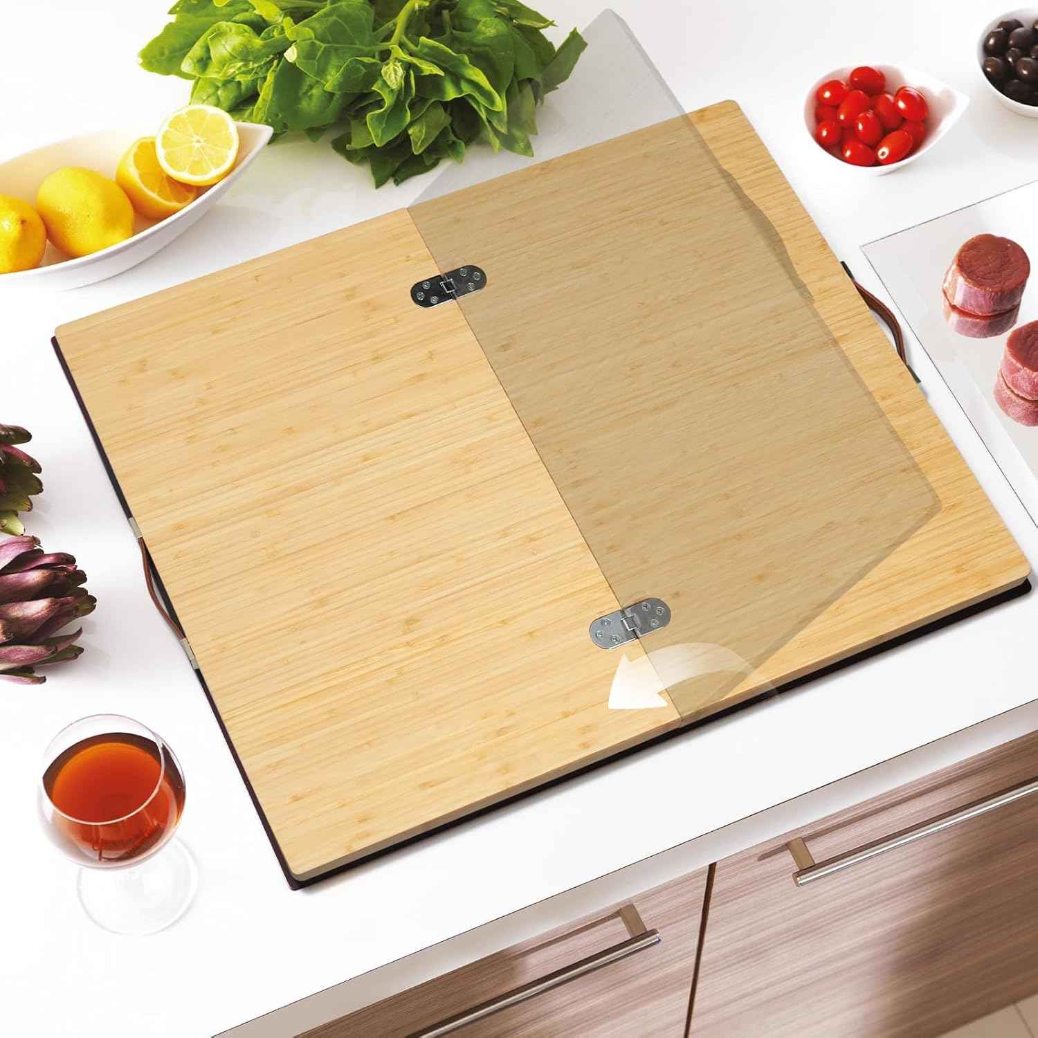 Bamboo Stove Cover for Electric & Gas Stoves - Noodle Board Topper for RV Cooking