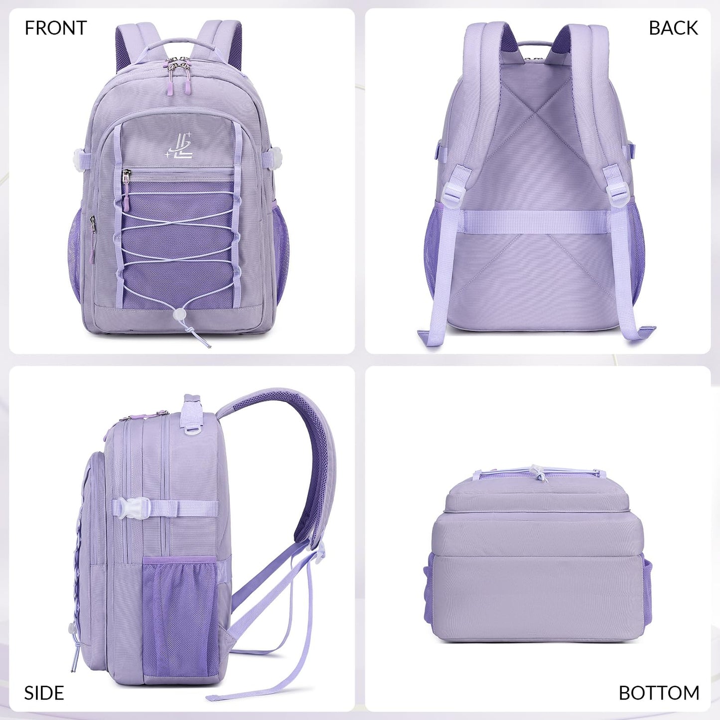 Lanola Kids Backpack for Girls Elementary Primary Middle School Bags for Teens Bookbags Sturdy Durable Travel for Women - Purple