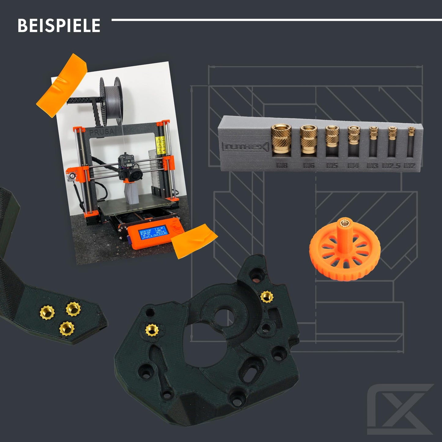 ruthex M6 Threaded Inserts Short - 25 Pieces RX-M6x6.8 Brass Heat Set Insert for Plastic Parts - Metric knurled - Insert by Heat into 3D Printing Component