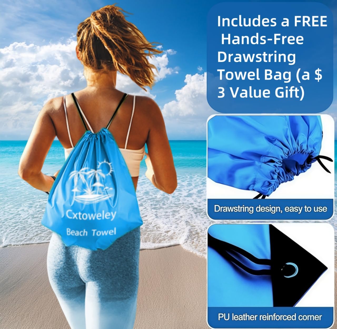 Cxtoweley Microfiber Extra Large, Oversized Blue White Striped Beach Towels (70''x35''),Soft&Lightweight 2 Pack XL Quick Dry Cute Dolphin Towel for Adults & Women,Sand Free for Pool,Spa,Swim,Travel