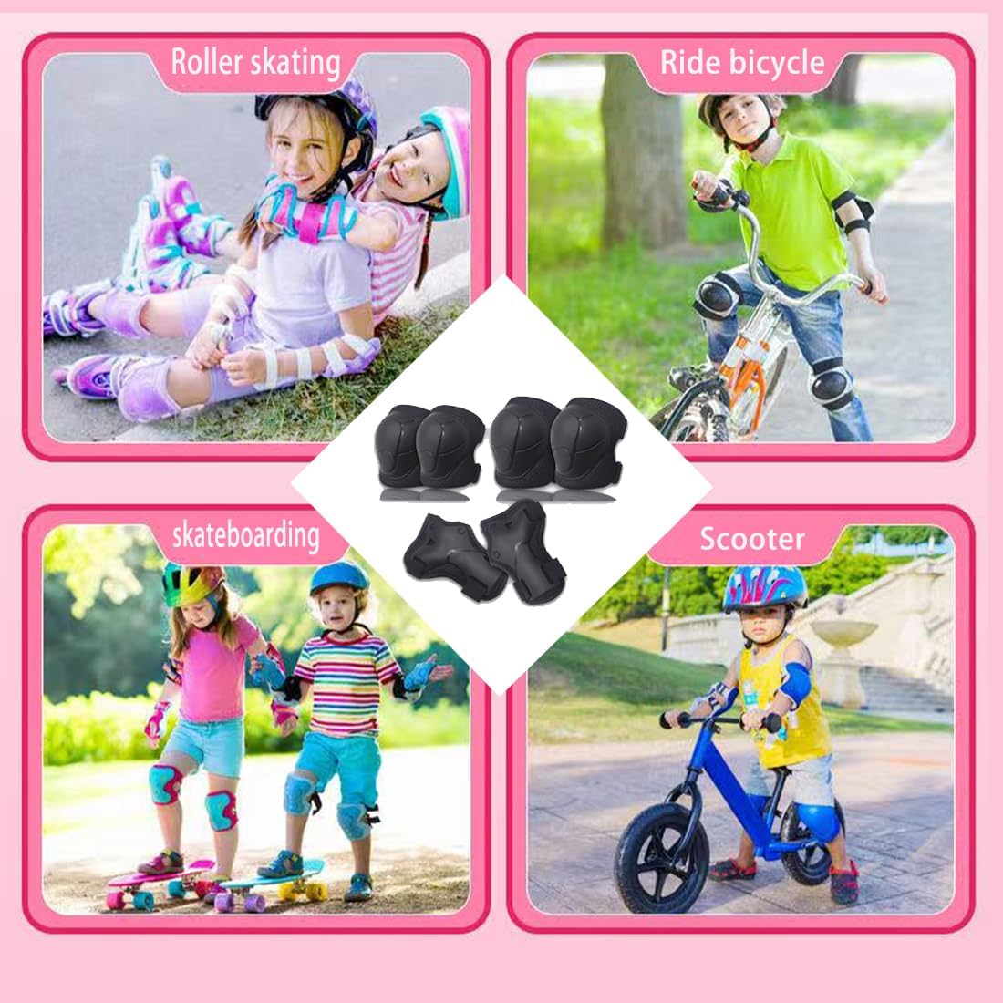 Skiennix Knee Pads Set for Kids | Protective Gear for Ages 3-10 with Elbow Pads & Wrist Guards