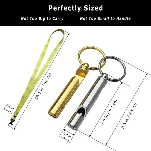 EEAIRIF 2-Pack Gentle-Tone Referee Whistle - Pea-Free Design for Youth Sports, Dog Training & Sensitive Ears with Keychain + Lanyard
