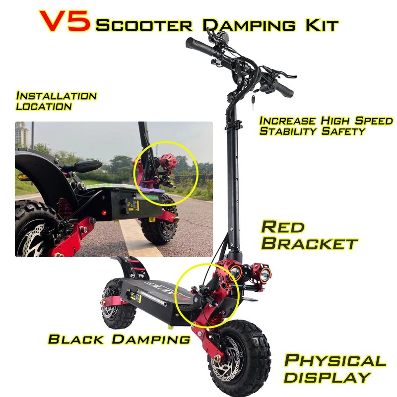 V5 scooter steering damper bracket Mounting Bracket Kit,V5 Electric Scooter Shock Absorber Scooter Steering Damper bracket electric scooter accessories damper mount (Red Bracket)