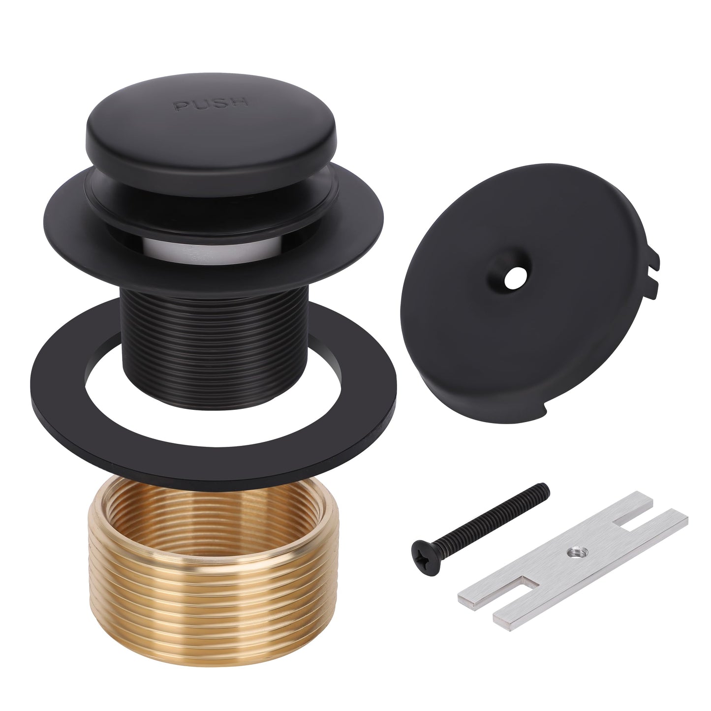 PRIMSOPH Tip-Toe Tub Drain Trim Kit with One Hole Overflow Faceplate Conversion Kit Assembly Universal Fine Coarse Thread Replacement Matte Black