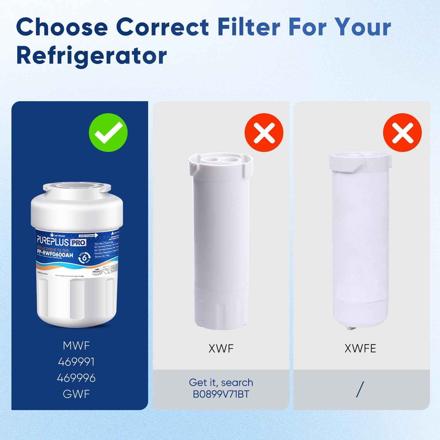 PUREPLUS PRO Refrigerator Water Filter Replacement - NSF Certified 3-Pack for HDX FMG-1, PL-100, WFC1201