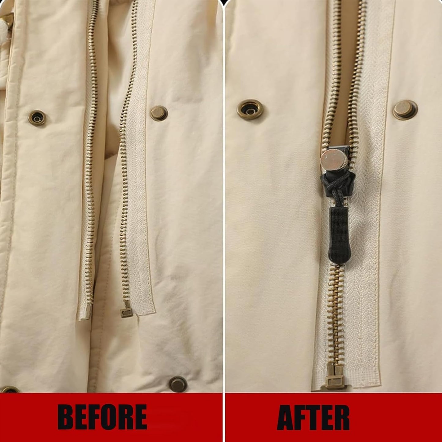 Universal Zipper Repair Kit - Quick Install Replacement Zippers for Jackets, Luggage & Bags - 3 Sizes