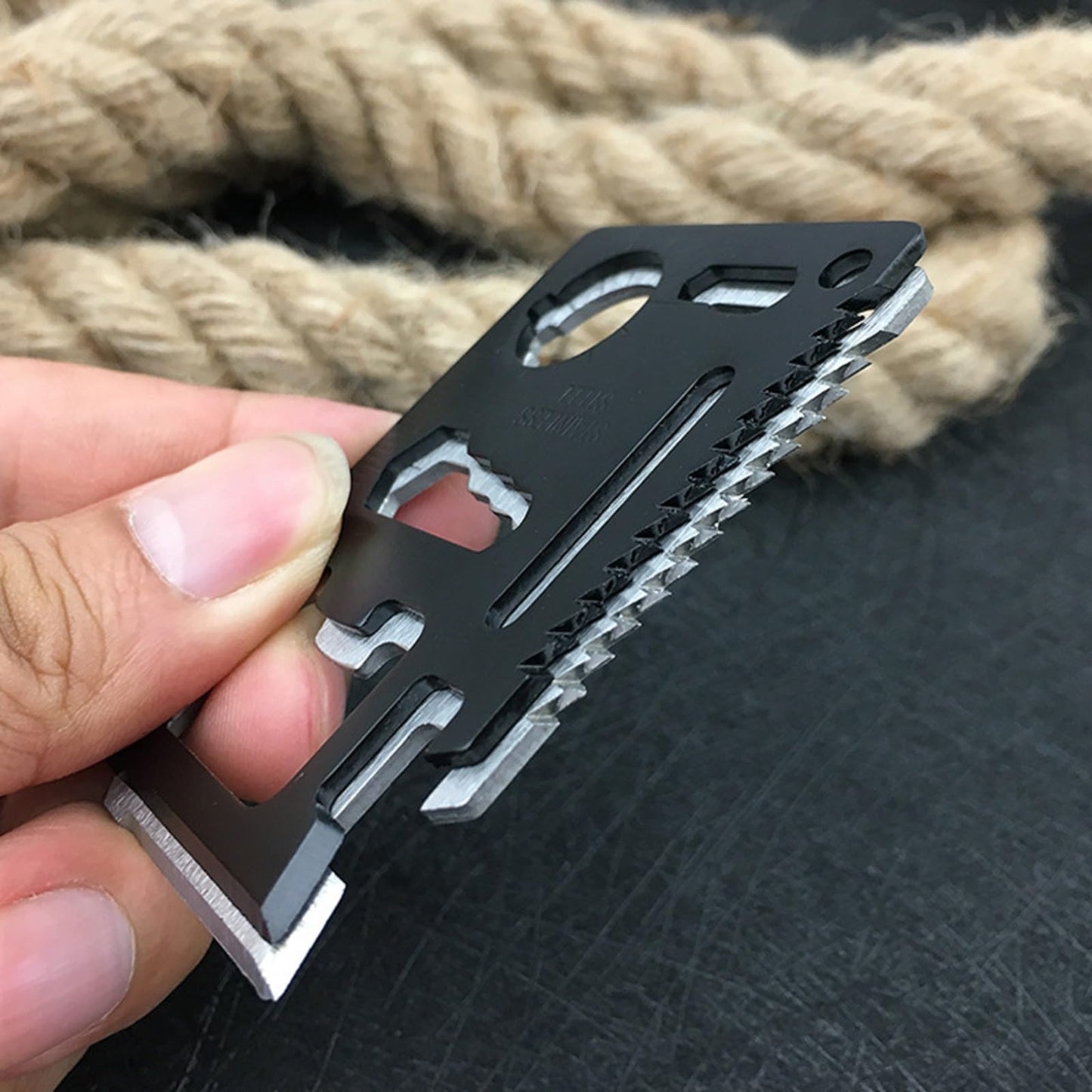 Survival Credit Card Multitool, 11 in 1 Beer Opener Survival Card Tool,Wallet Multitools Card Perfect for Fathers Men Gadgets Stocking Stuffers for Men (12 PCS) (Black)