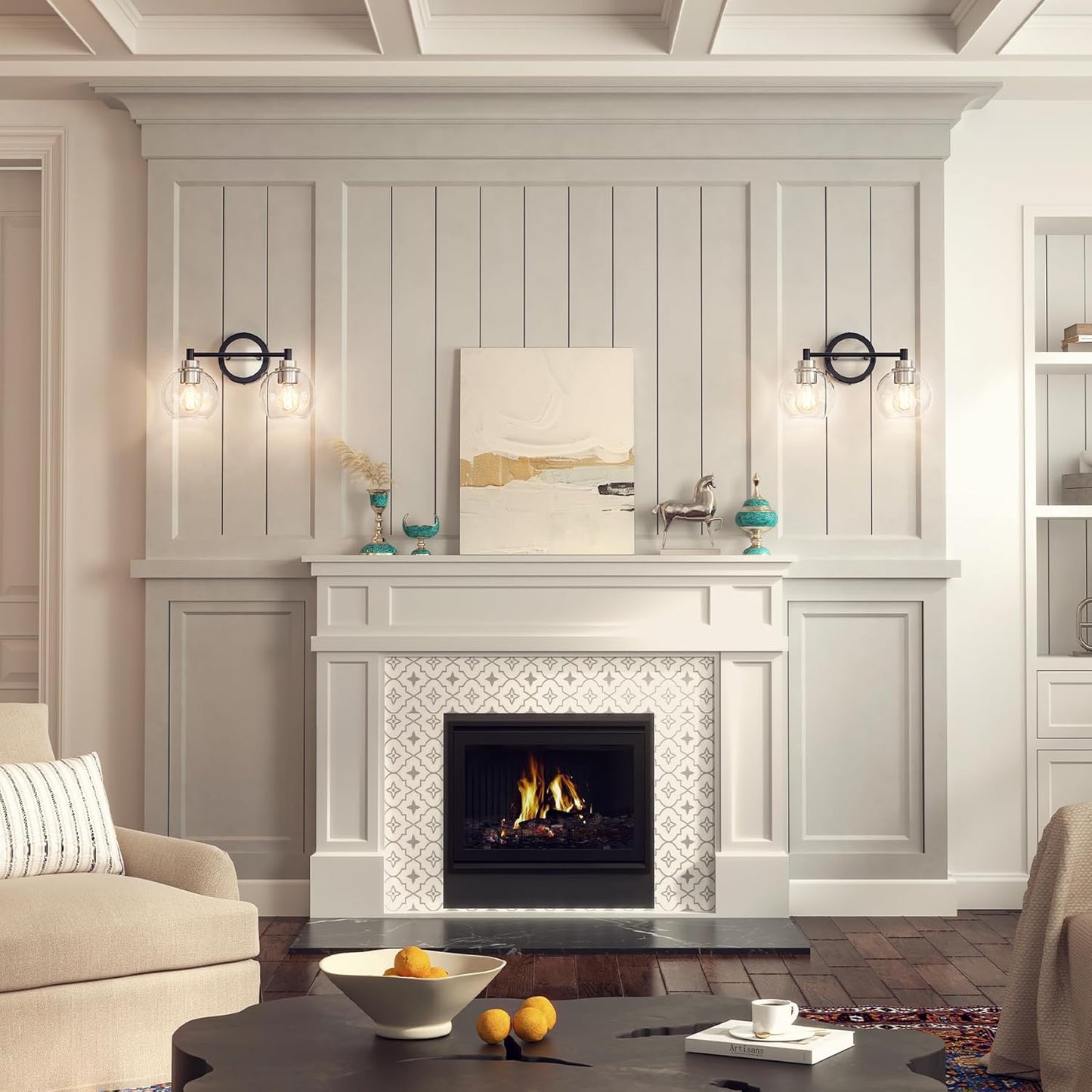 3-Light Vanity Bathroom Light Fixture with Globe Glass Shades - Brushed Nickel, ETL Certified