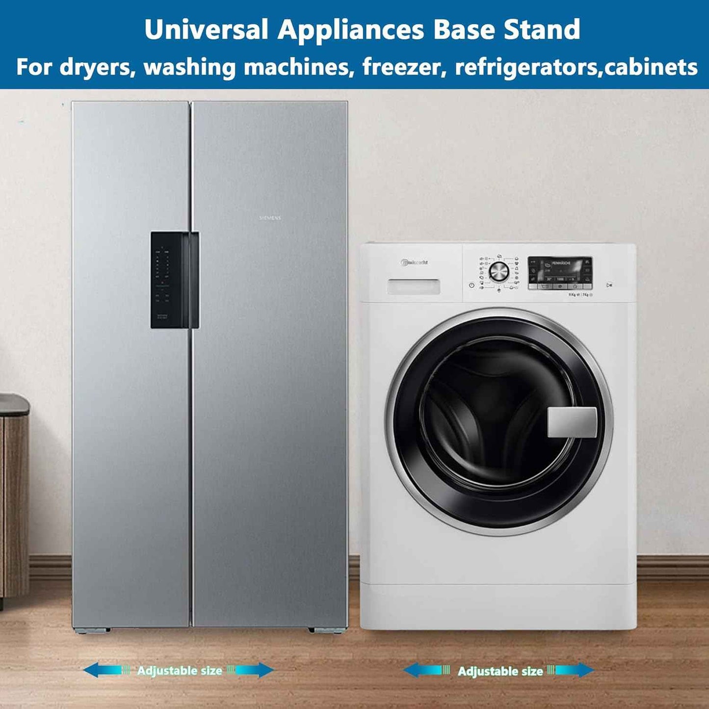 Heavy Duty Stainless Steel Mini Fridge & Washer Dryer Stand with 4 Strong Feet - Universal Appliance Base (Large)