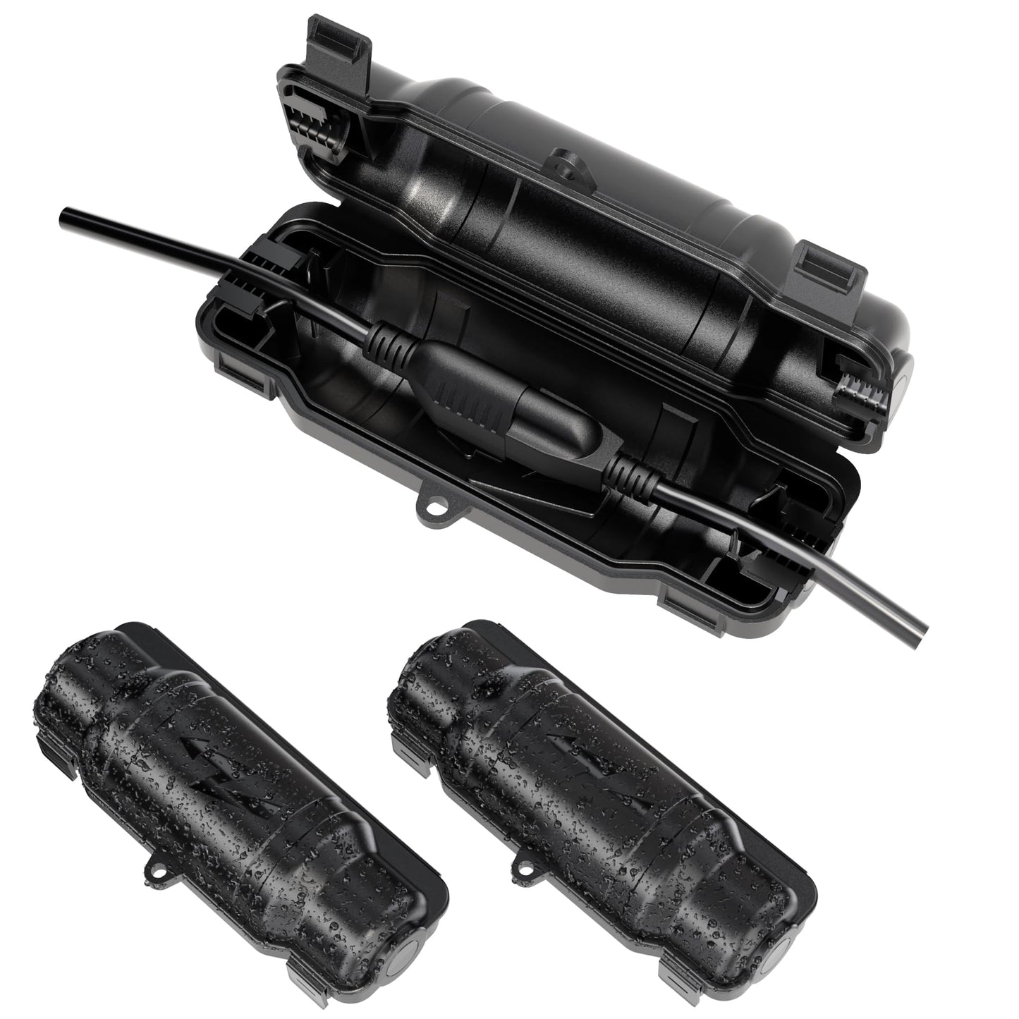 Cismorvex 3 Pack Outdoor Extension Cord Safety Cover with Waterproof Seal IP54 Water-Resistant, Weatherproof Electrical Connection Box with 2 Latches, Plug, Socket, Holiday Decoration Light, Black