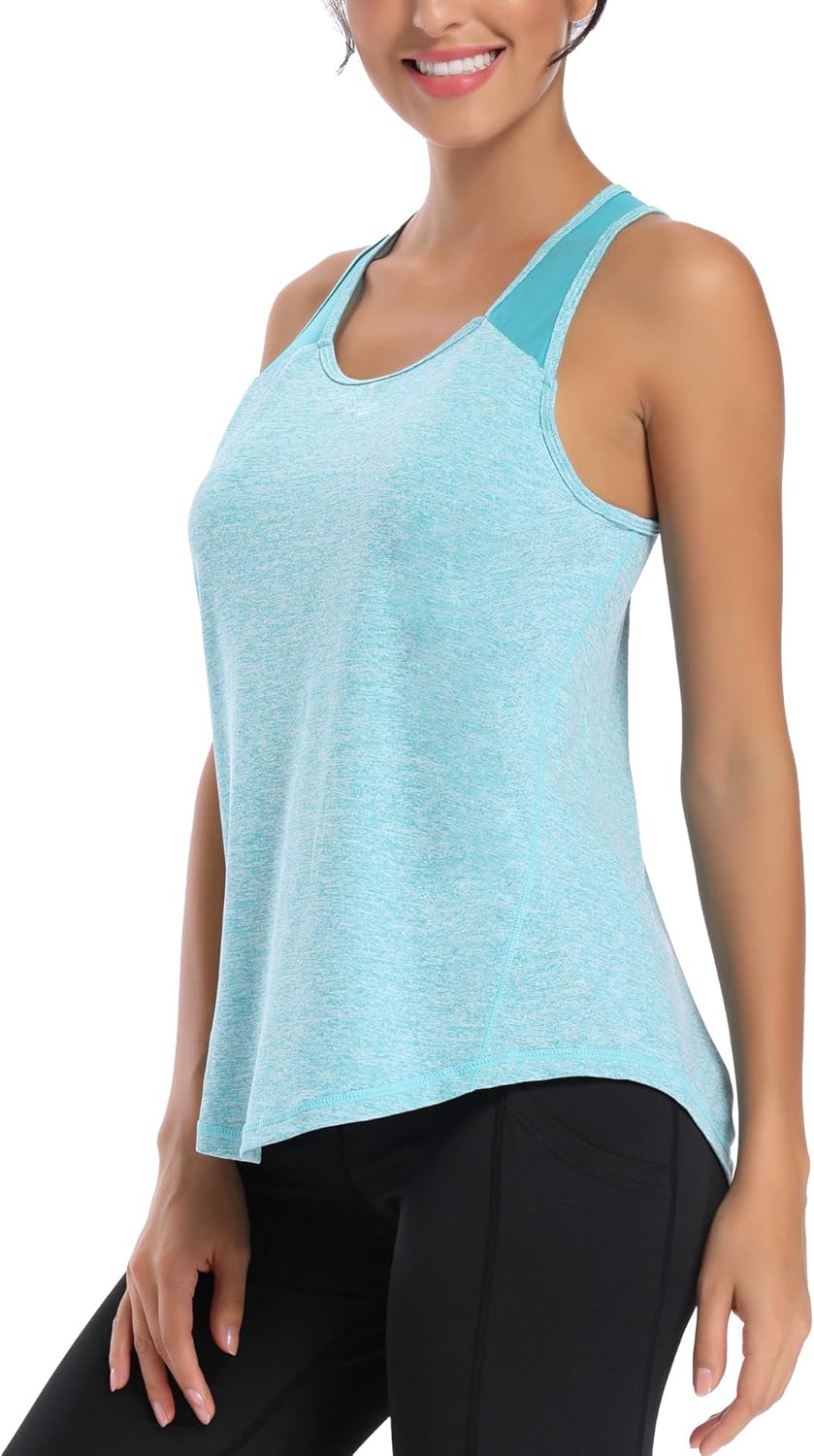 Aeuui Women's Racerback Workout Tank Tops - Breathable Mesh Yoga Shirts | Sleeveless Athletic Gym Wear