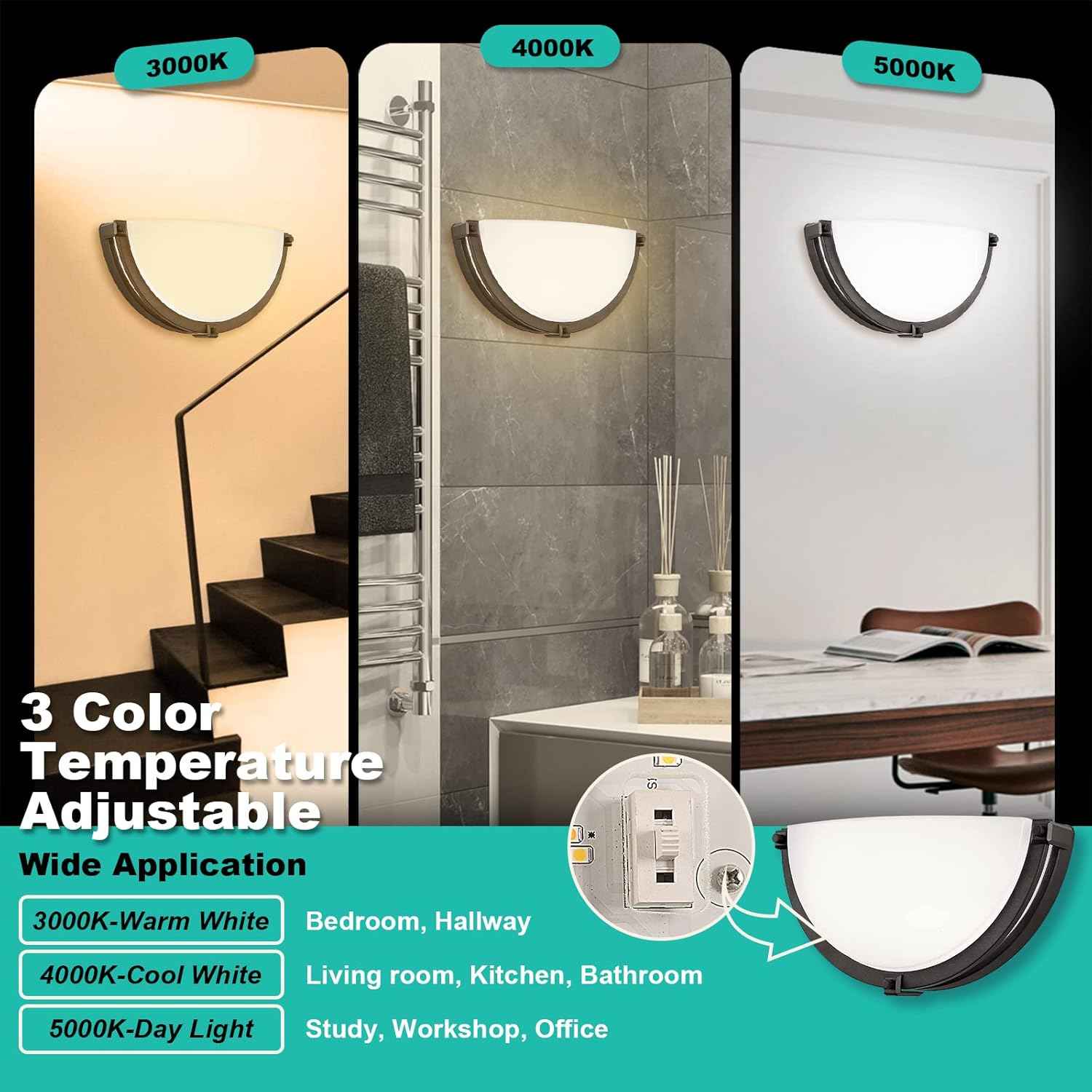 Modern 13-Inch Dimmable LED Wall Sconce - Adjustable Color Temperature, Brushed Nickel (2 Pack) for Bathroom Vanity