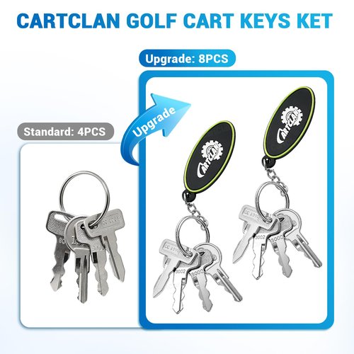 CartClan Golf Cart Keys Set (8PCS),Golf Cart Replacement Keys Suitable for Club Car/EZGO/Yamaha Golf Carts, OEM#1012505 17063-G1 JU2-H2511-00 JU6-H2511-10