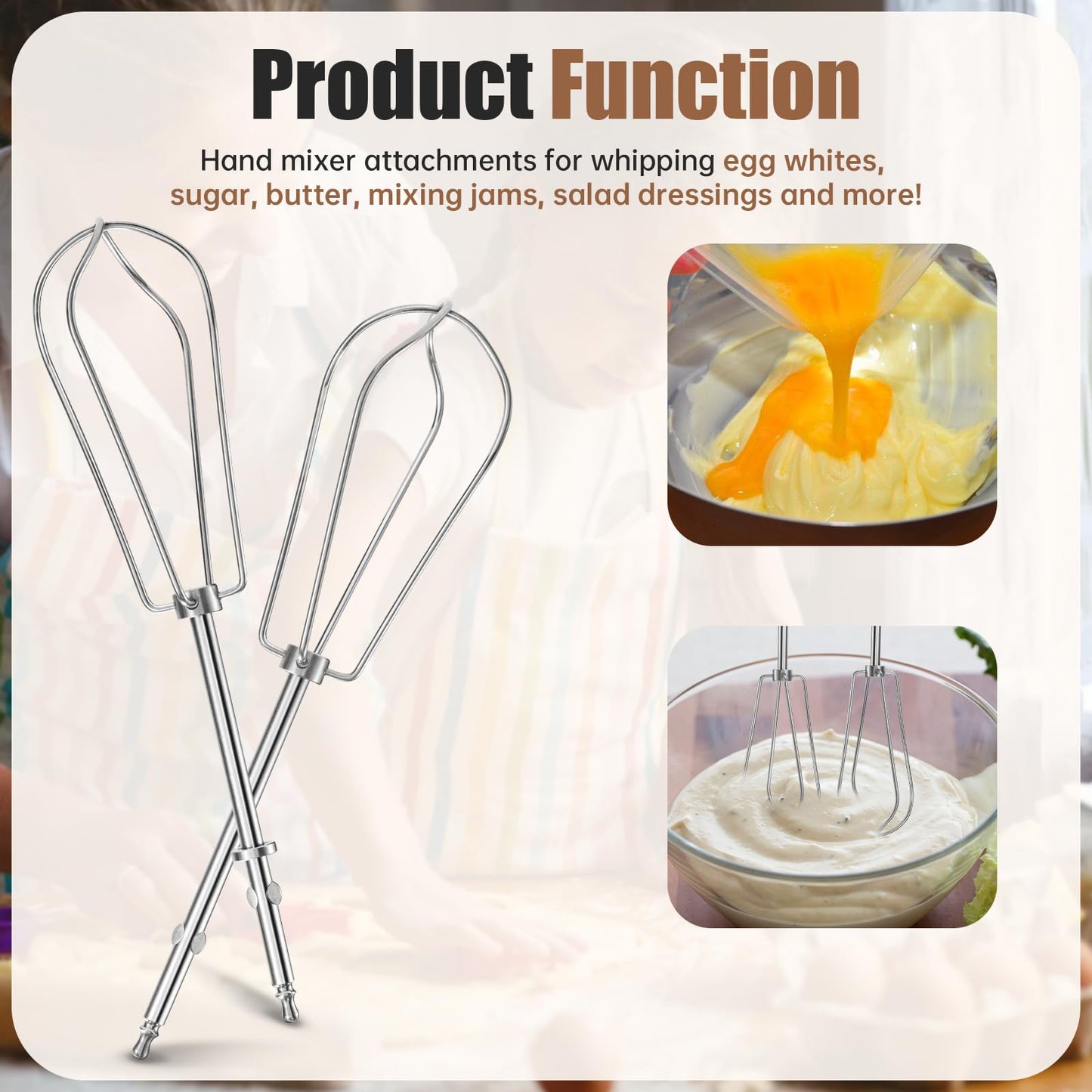 Replacement Beaters for Cuisinart Hand Mixer CHM-3 CHM-5 CHM-7 HM-50 HM-70 HM-90 HTM-9LT, Hand Blender Replacement Parts CHM-BTR Whisk Attachments