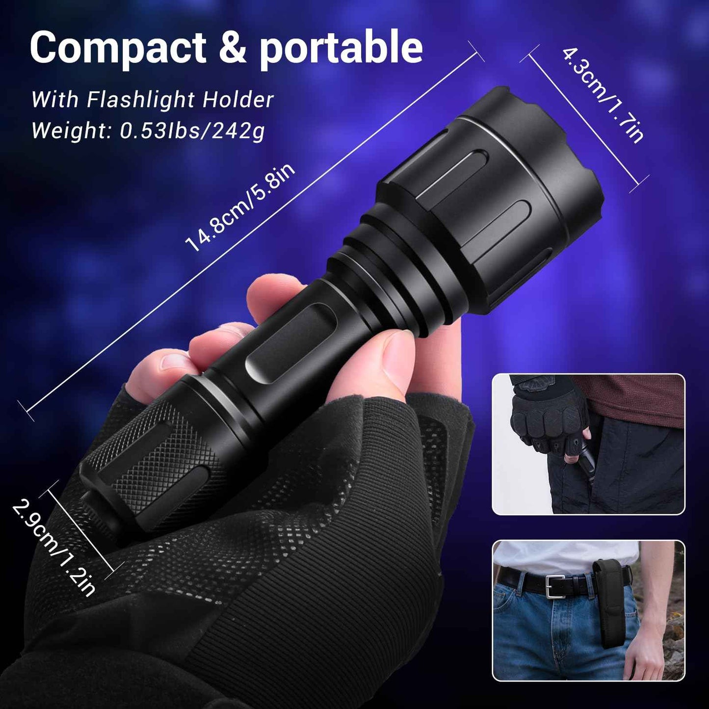 FUNANASUN Rechargeable Blood Tracking Flashlight - 2000 Lumens High Definition Flashlight, Lightweight & Durable for Night Hunting Deer, Essential Hunter Gear