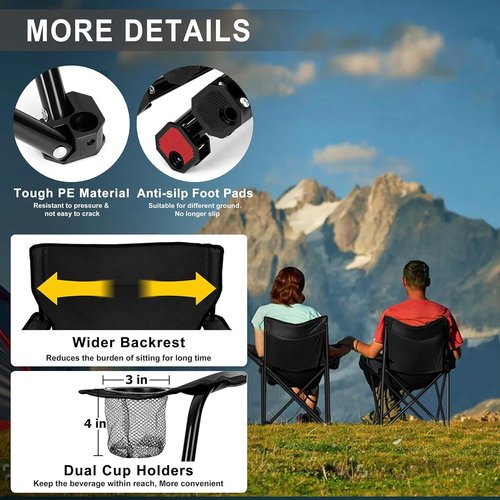 Joyfair Portable Camping Chair - Heavy Duty Folding Chair for Outdoor Activities | Includes Carry Bag & Cup Holder