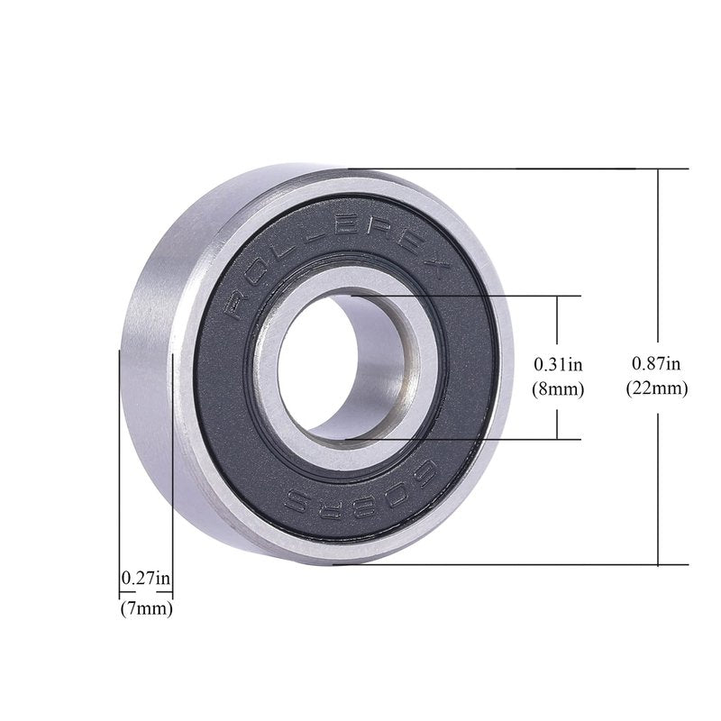 Rollerex Titan 608-2RS Pre-Lubricated Skate Wheel Bearings – for Roller Skates, Inline Skates, Roller Blades, Scooters, RipStiks & Skateboards (Chrome Steel, 20-Pack)