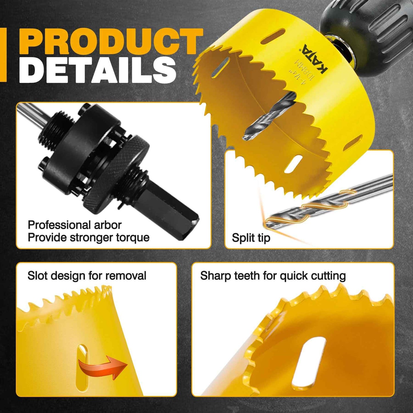 KATA 4 Hole Saw for Recessed-Lights: 4-1/4 in Hole Saw with Silicone Dust Bowl - Installing 4 Inch Led Recessed Ceiling Lights for Drywall - Hole Cutter with Dust Catcher for Can Lighting
