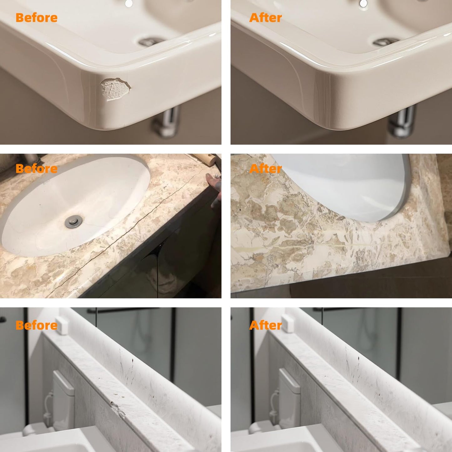 Granite and Quartz Countertop Chip Filler Repair Kit Tile & Fiberglass Porcelain Repair Kit,Marble Tub Repair Kit 3.7 OZ Cracks Ceramic Corian Bathtub Sink Toilet Dents Holes Scratchs