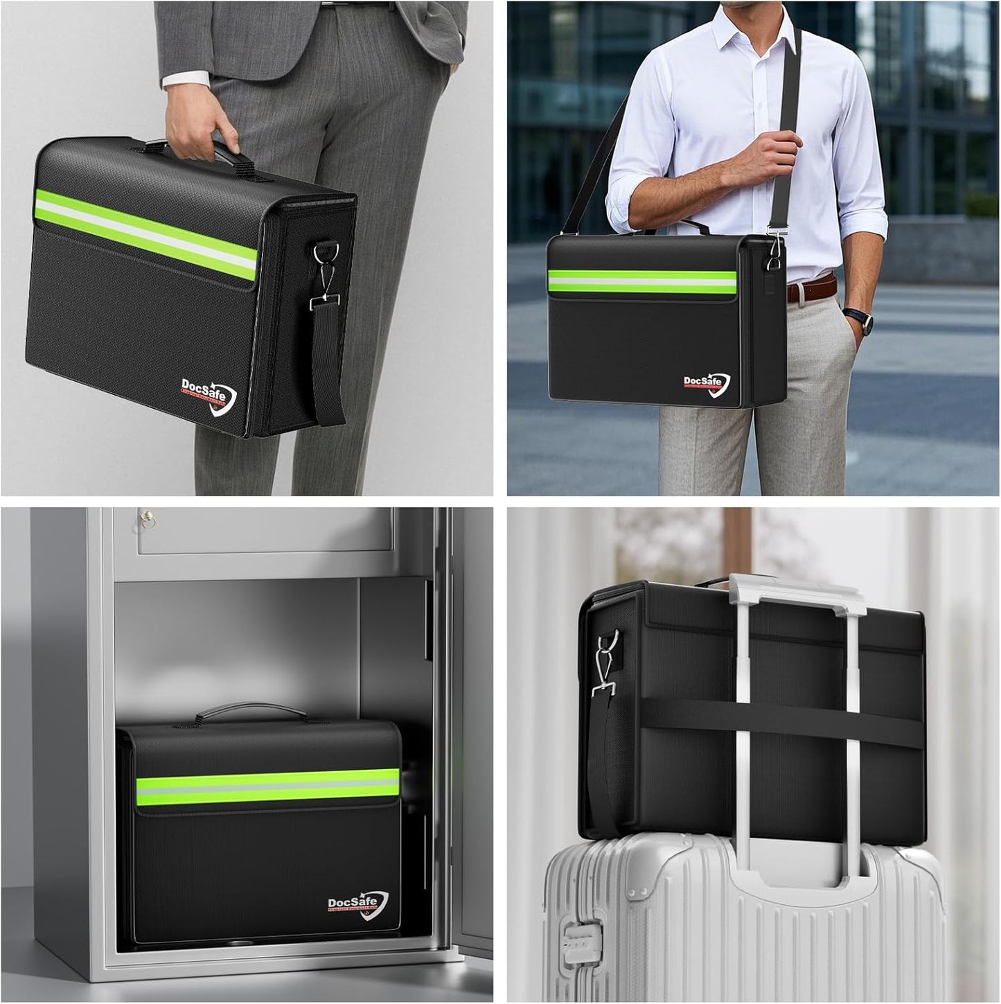 Fireproof Document Bag - Large 17”x12.5”x7.2” Waterproof Organizer with Multiple Pockets for Home & Office