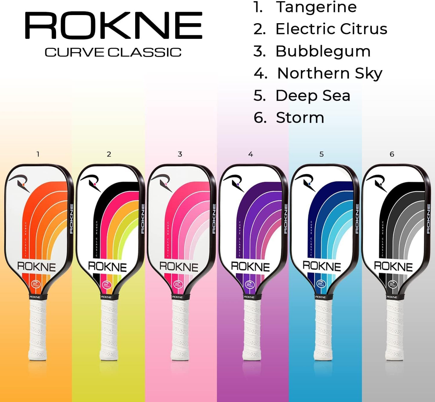 ROKNE Curve Classic Pickleball Paddle - USAPA Approved Fiberglass Design | Precision Engineering for Maximum Spin & Comfort