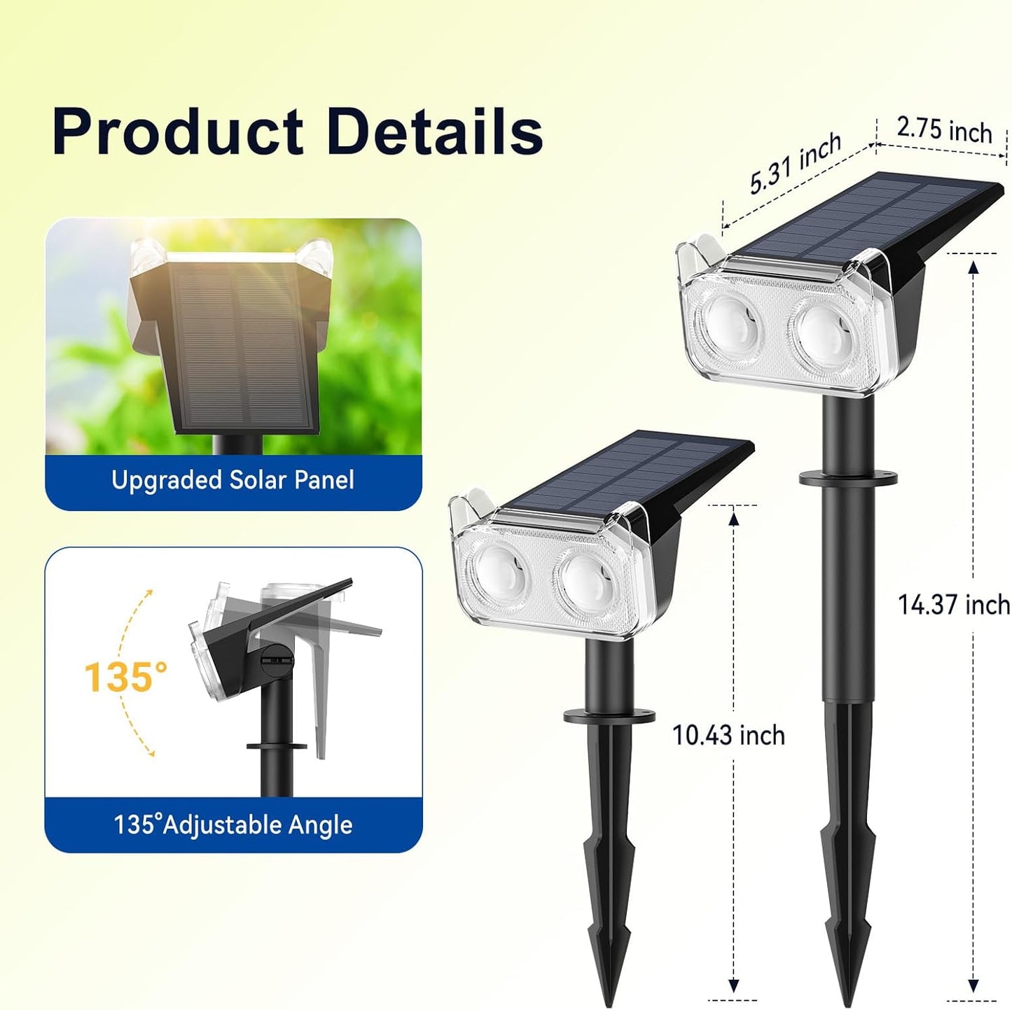 6 Pack Solar Spot Lights Outdoor - Waterproof LED Landscape Lighting, Auto ON/OFF, 135° Adjustable for Garden, Pathway & Tree Decor