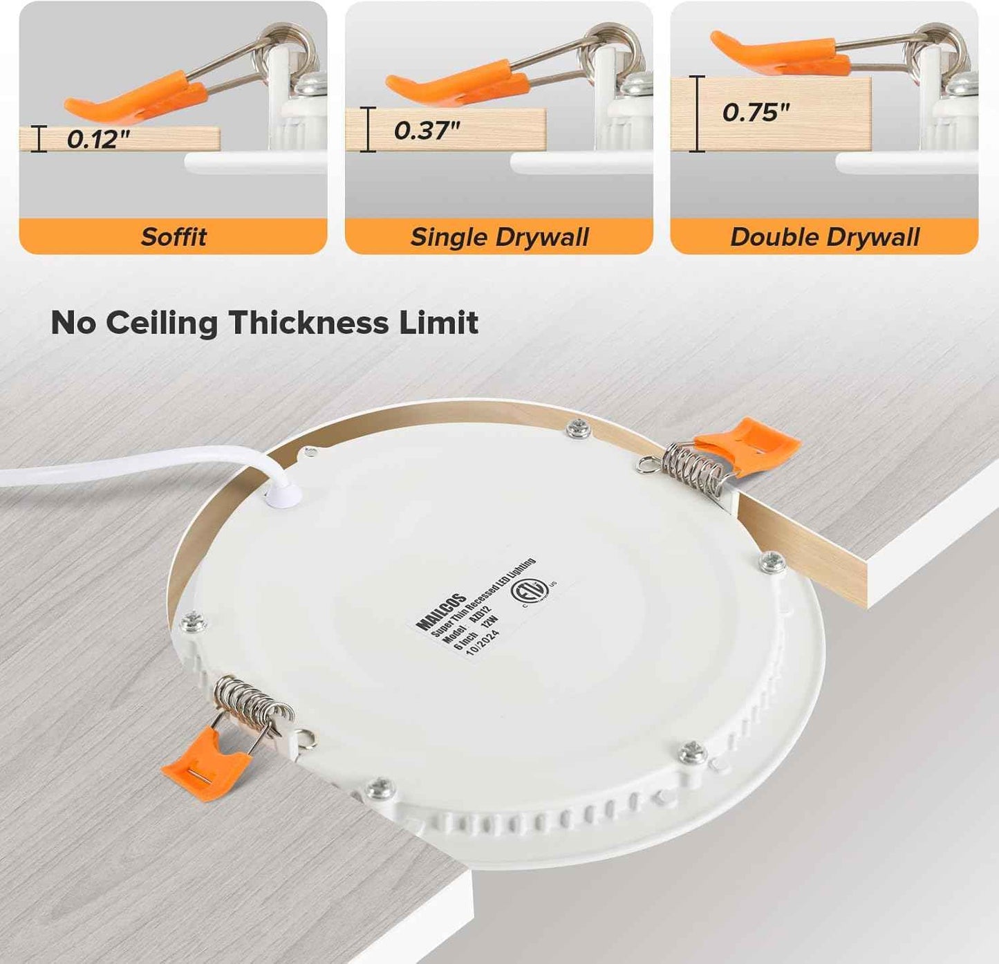 Ultra-Thin 12 Pack 6-Inch Dimmable LED Recessed Lighting - 5CCT Selectable, 1050LM, ETL