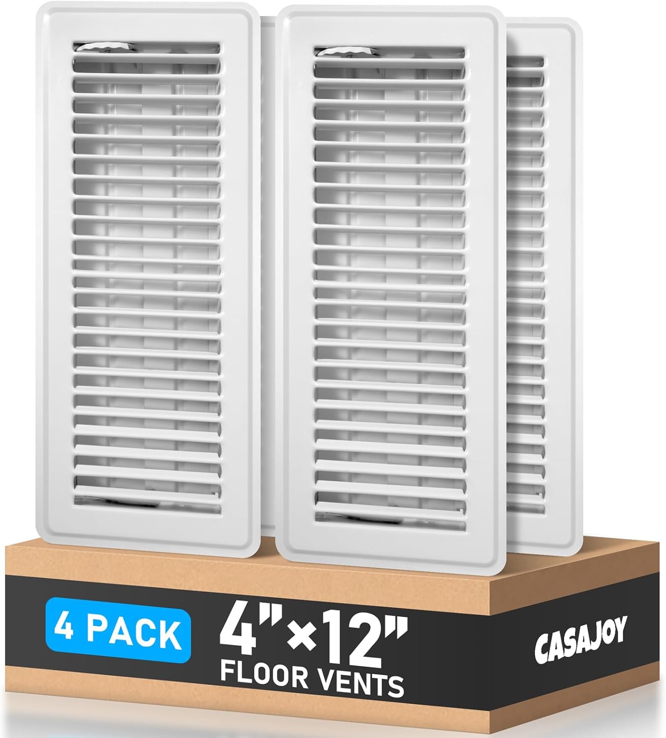 Heavy Duty 4x10 Inch Metal Floor Vents - 6 Pack Rust Proof Air Vent Covers for Home