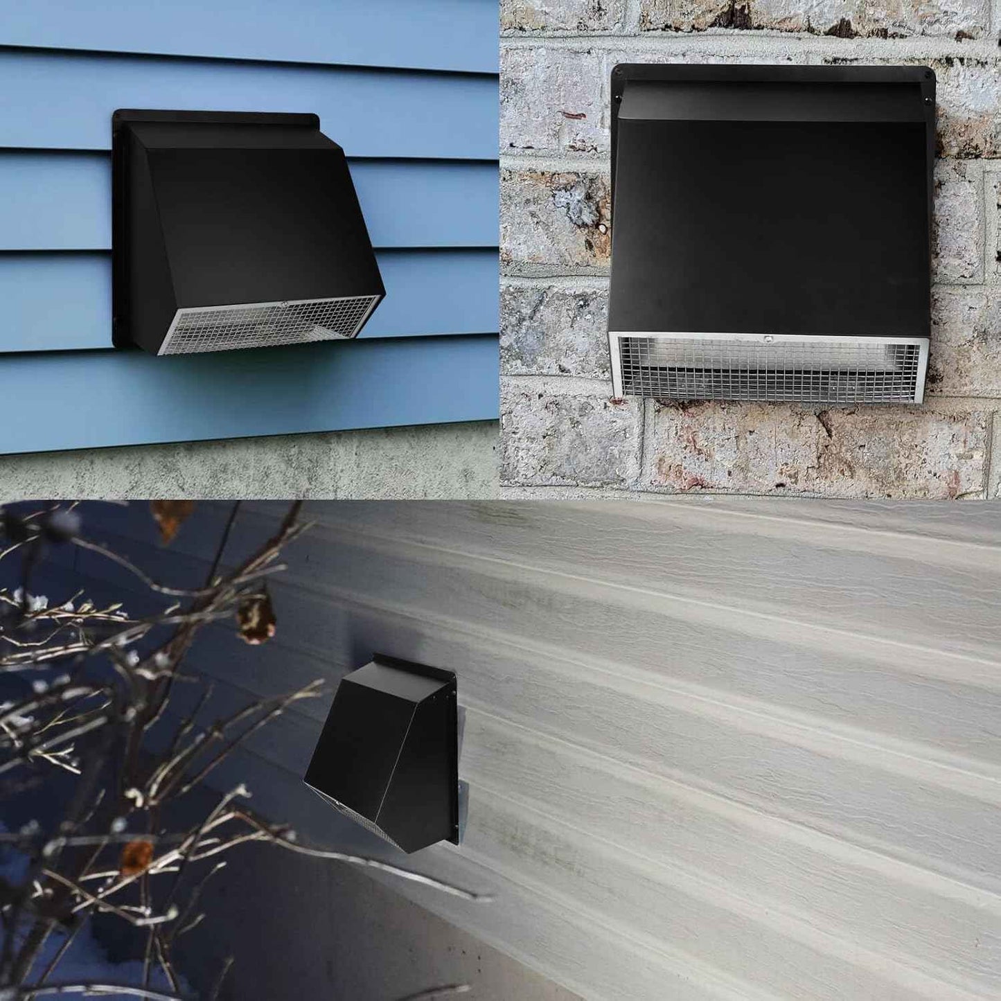 5-Inch Exterior Dryer Vent Cover with Screen & Damper - Galvanized Steel, Black