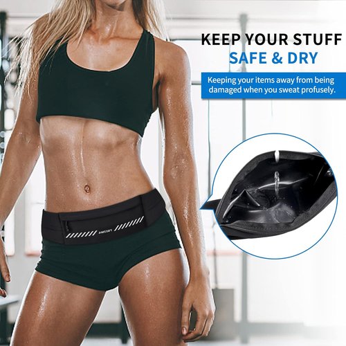 HAISSKY Running Belt - Slim Fanny Pack for Men & Women | Phone Holder & Money Pouch | Fits 27" - 51" Waist