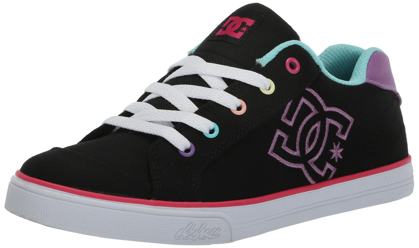 DC Unisex-Child Chelsea Low Skate Shoe Black/Multi Stripe 12.5