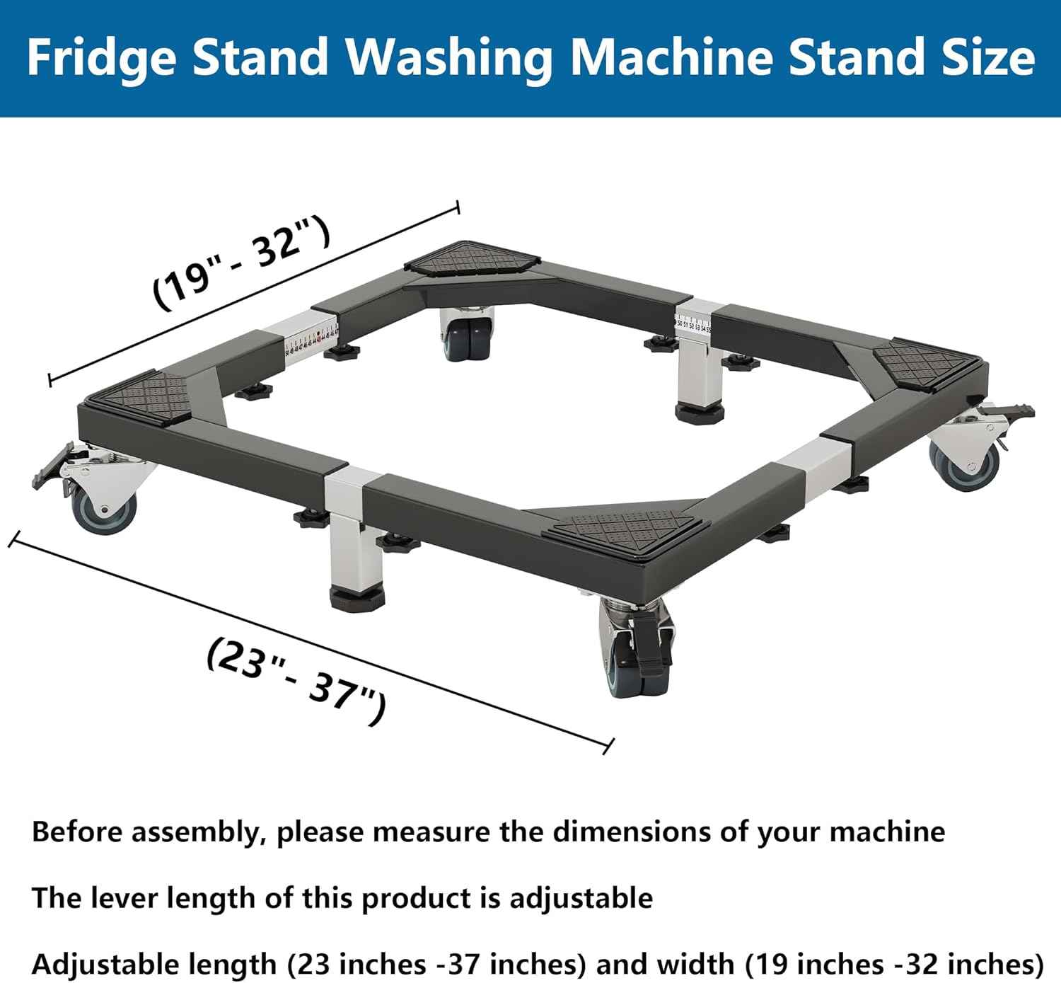 Heavy Duty Stainless Steel Mini Fridge & Washer Dryer Stand with 4 Strong Feet - Universal Appliance Base (Large)