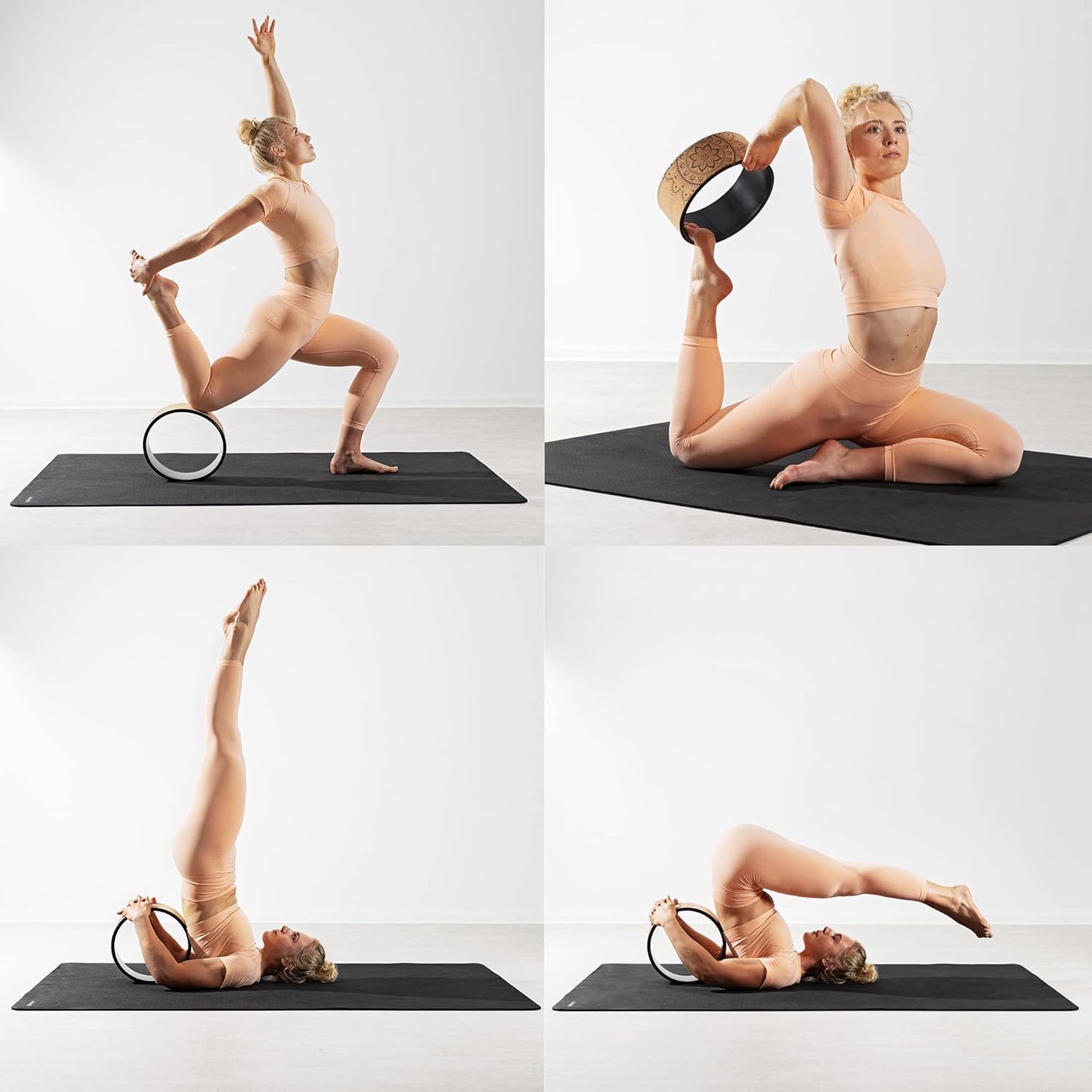 Navaris Cork Yoga Wheel - Enhance Flexibility & Stretching - Ideal for Back Bends - 13" (33cm) Diameter