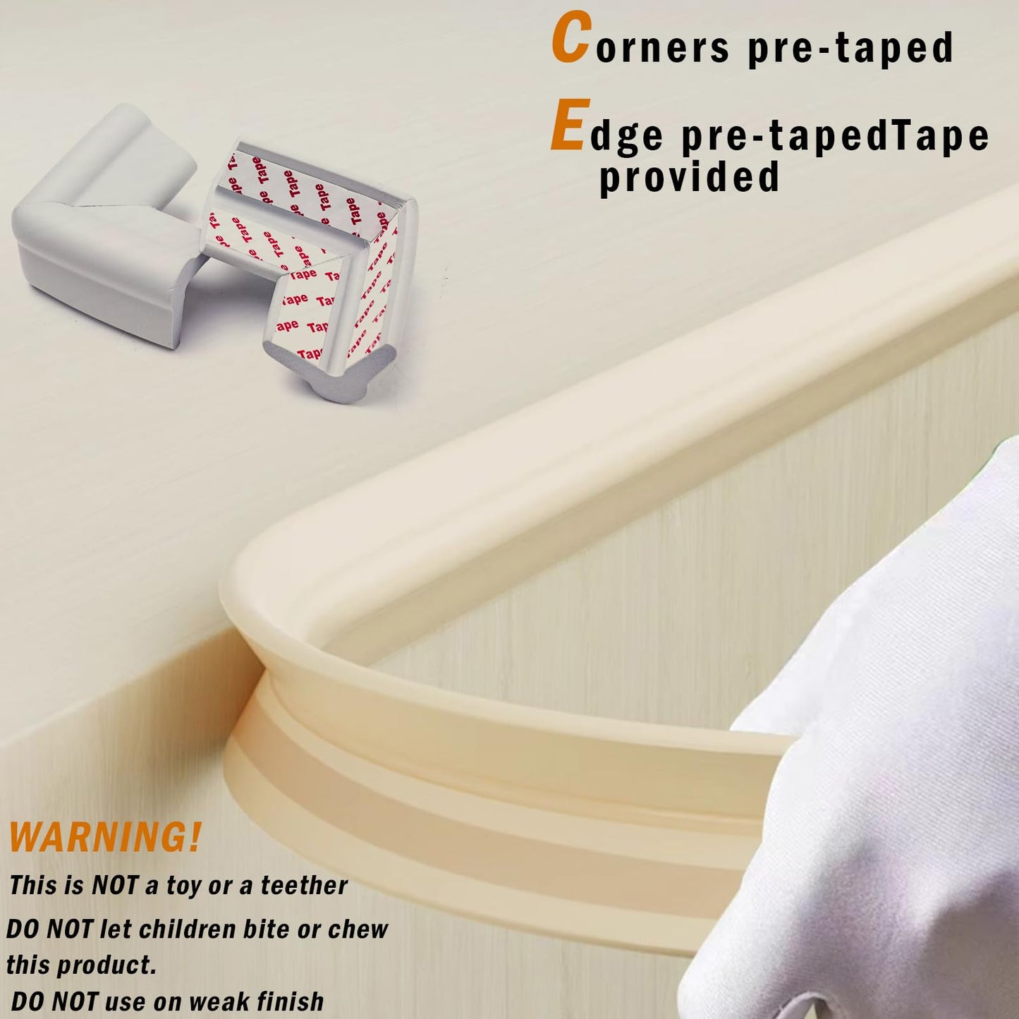 Foam Table Edge and Corner Guards for Baby,(6.5ft Edge 4Corners),Baby Proofing Soft Corner Protectors,Furniture and Tables Child Baby Proof Bumpers, Pre-Taped Corner Cushions (Beige)