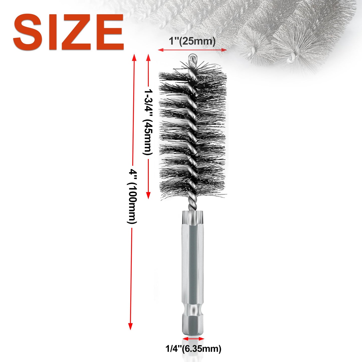 ASNOMY 5Pcs 1" Stainless Steel Bore Brush for Drill,25mm Wire Brush Bore Cleaning Brush Set for Power Drill Cleaning, Abrasive Wire Brush with 1/4" Hex Shank