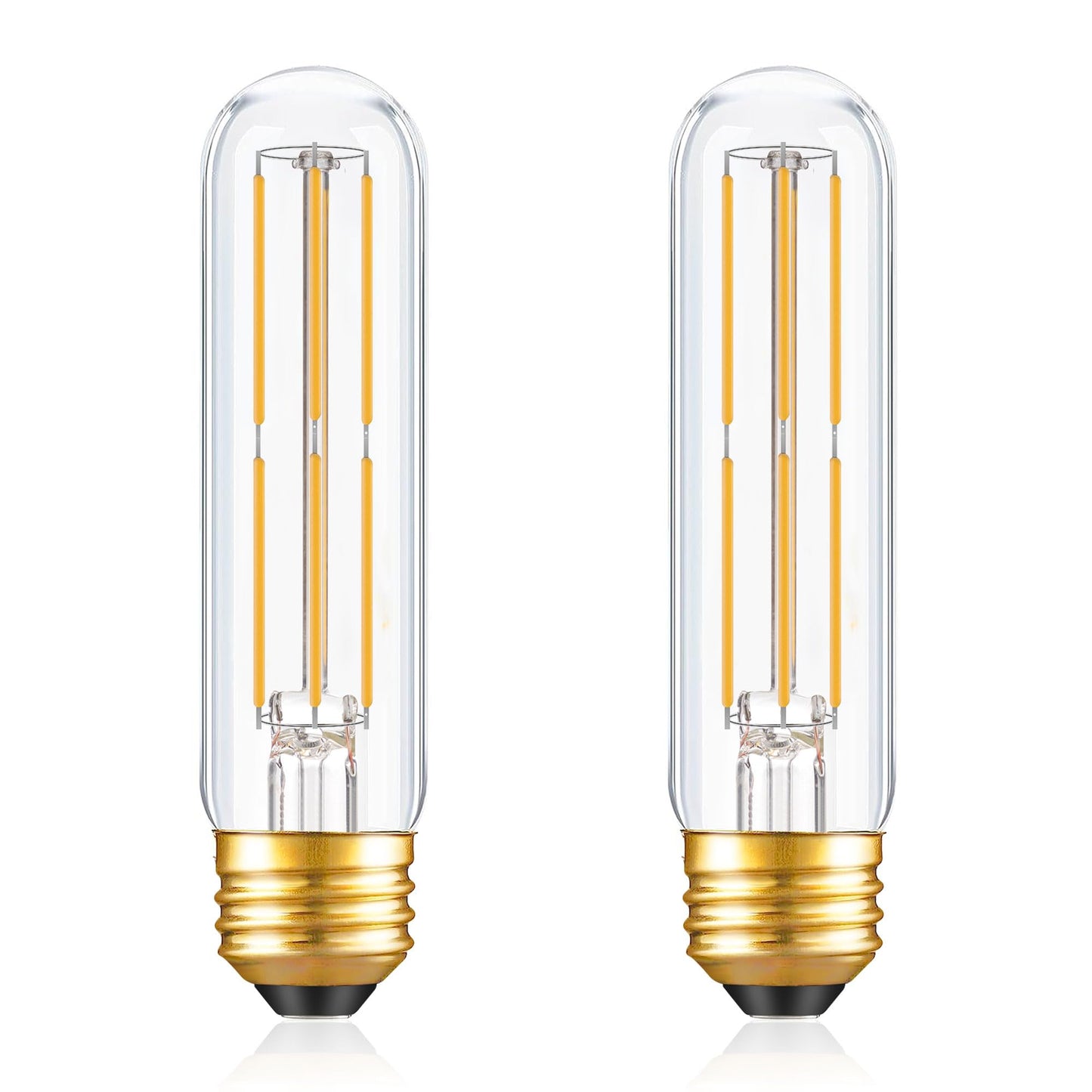 Dimmable E26 T10 LED Bulb Tube Light Bulbs 6W(60W Equivalent),Tubular Light Bulb Type T Long Thin Skinny Light Bulbs for Curio Cabinet,Piano Light,Chandelier,Hutch,2700K Solf White 600LM,2 Pack