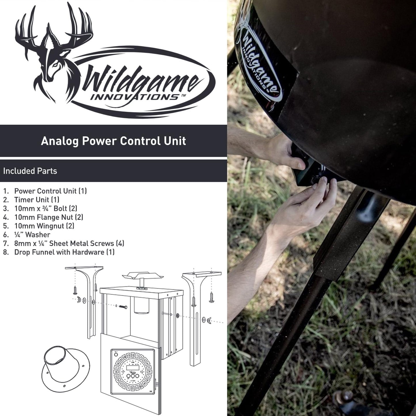 WILDGAME INNOVATIONS Trophy Hunter 6V Analog Feeder Kit | Durable Easy-to-Use Power Control Unit and Analog Timer for Hunting Game Feeder