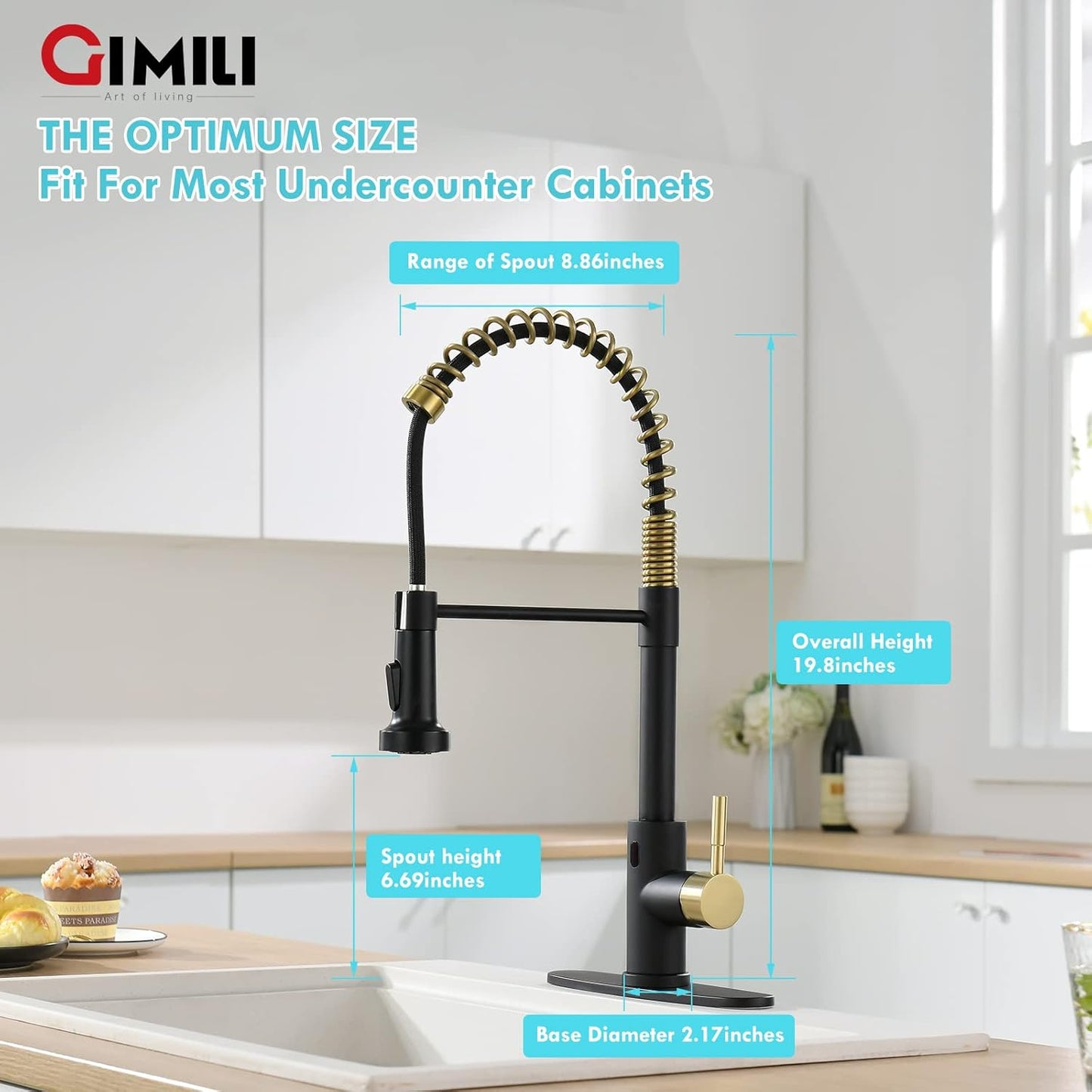 Matte Black Kitchen Faucet with Soap Dispenser - Commercial Single Handle Pull Down Sprayer