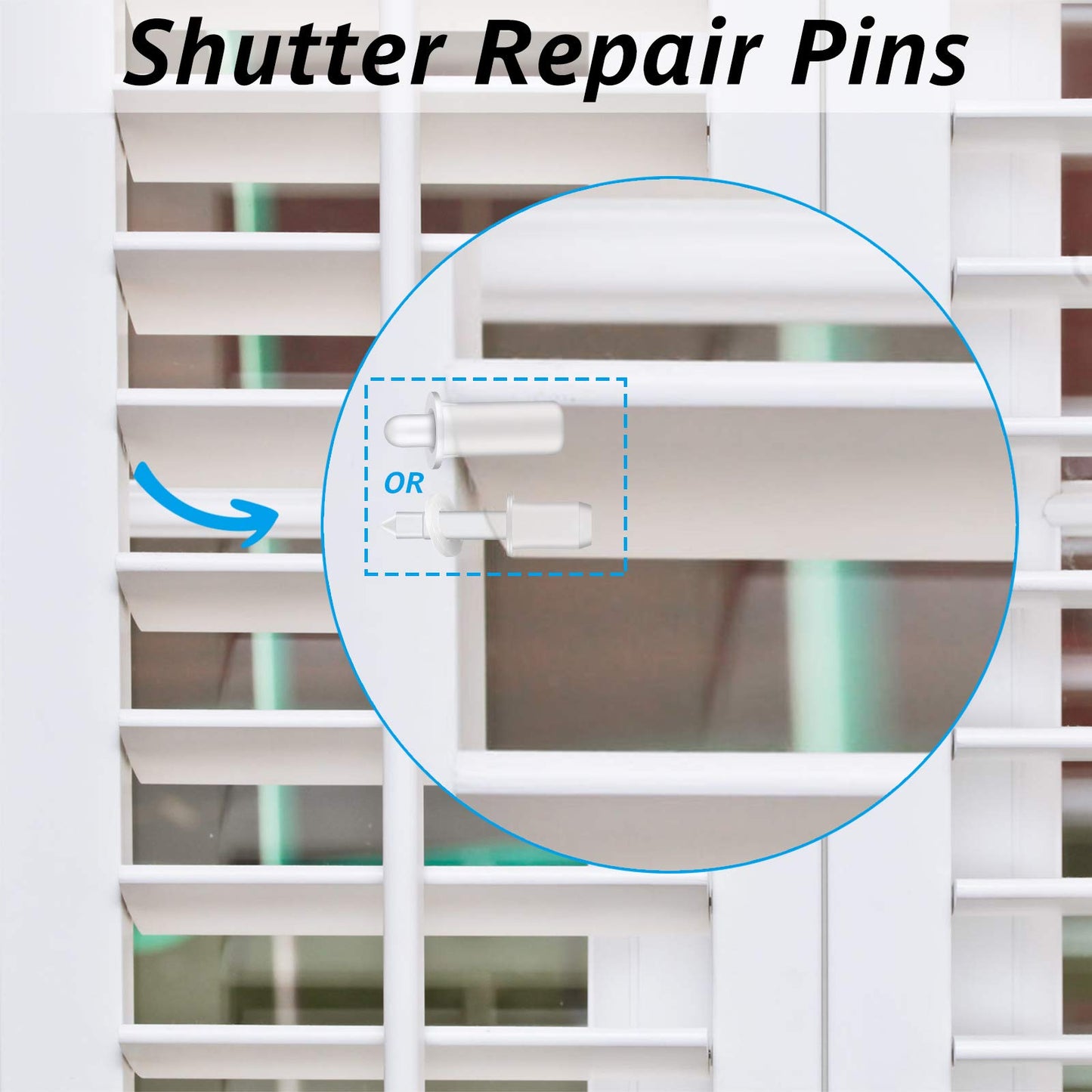 Maitys 40 Pieces Shutter Repair Pins, Plantation Shutter Fasteners Spring Loaded Replacement Repair Pins for Windows, Cabinet, Movable Blade, Blind Slats, White(Two Size)
