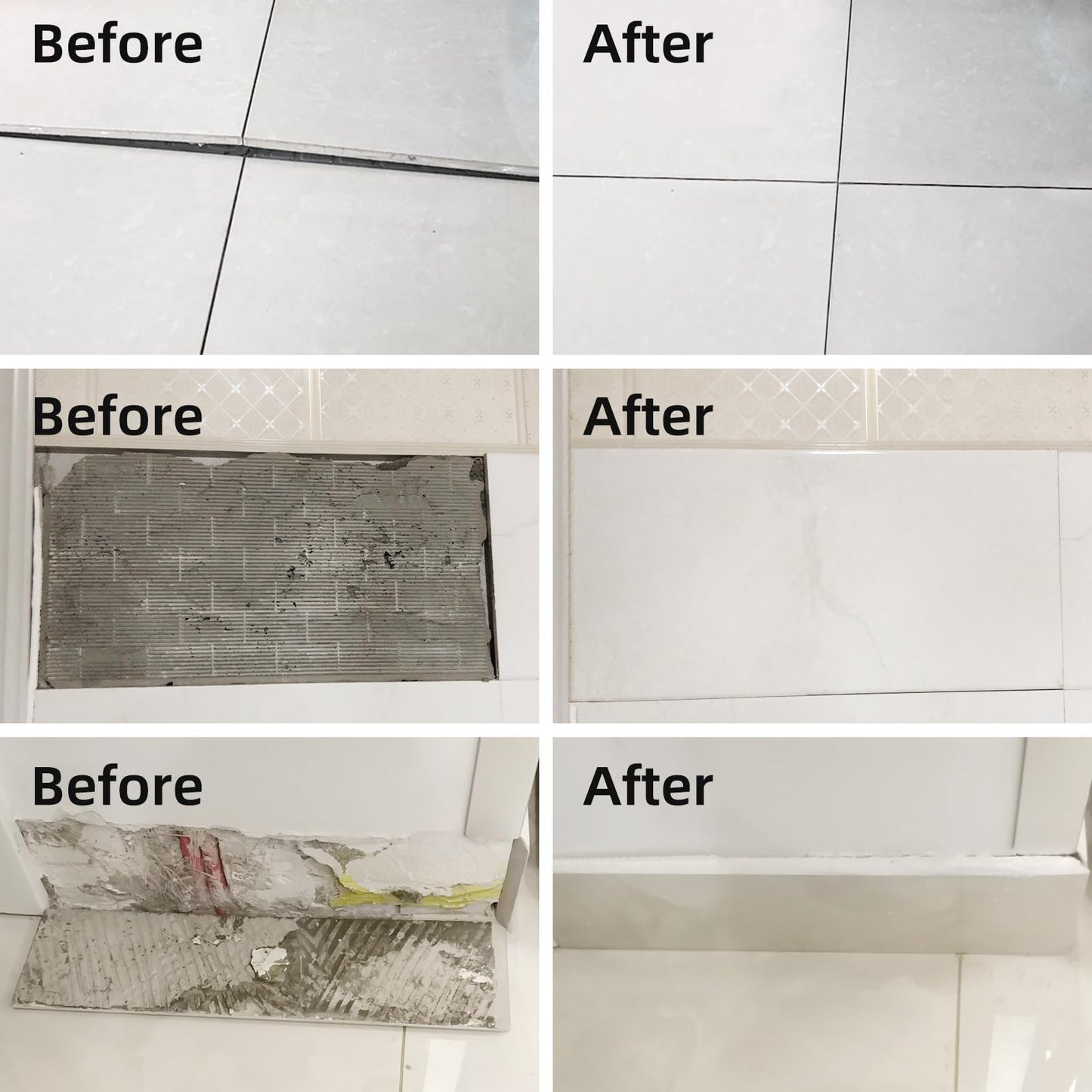 Globalcom Heavy Duty Construction Adhesive, Tile and Stone Marble Granite Wood Floor Adhesive, Gap Filling and Waterproof - 5.3 oz White