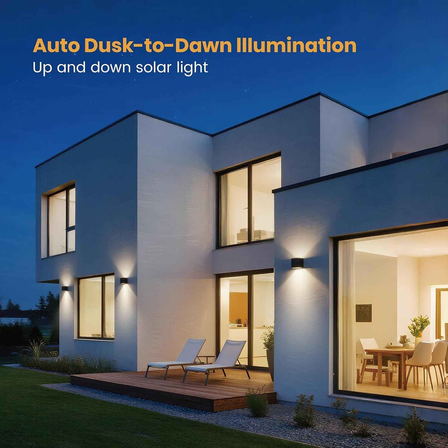 Up and Down Solar Wall Lights - 2pcs Waterproof 4000K 700LM Outdoor Cube Design for Porch, Patio & Yard Decor