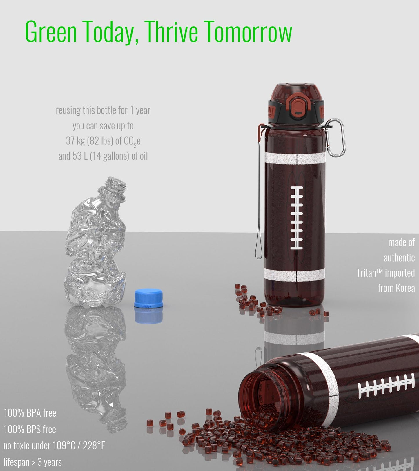 MYFOREST 32oz/1L Sport Water Bottle, Light Tritan, Quick-Open Chug Lid/Straw 2-in-1, Leak-Proof, Dishwasher-Safe, BPA-Free, Drop-Resist & Scratch-Resist for Travel/Gym/Office/Fan Gift (Basketball)