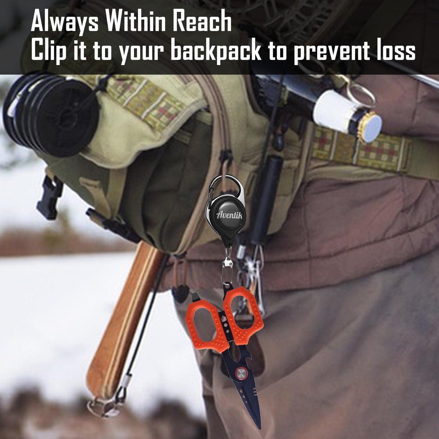 Eupheng 4.7" Pro Fishing Scissors for Braided Line Mono Fluorocarbon with Zinger Retractor Clip Dual Serrated Titanium Coating Blades for Non-Slip Grip Multifunction Fishing Shears with Bottle Opener