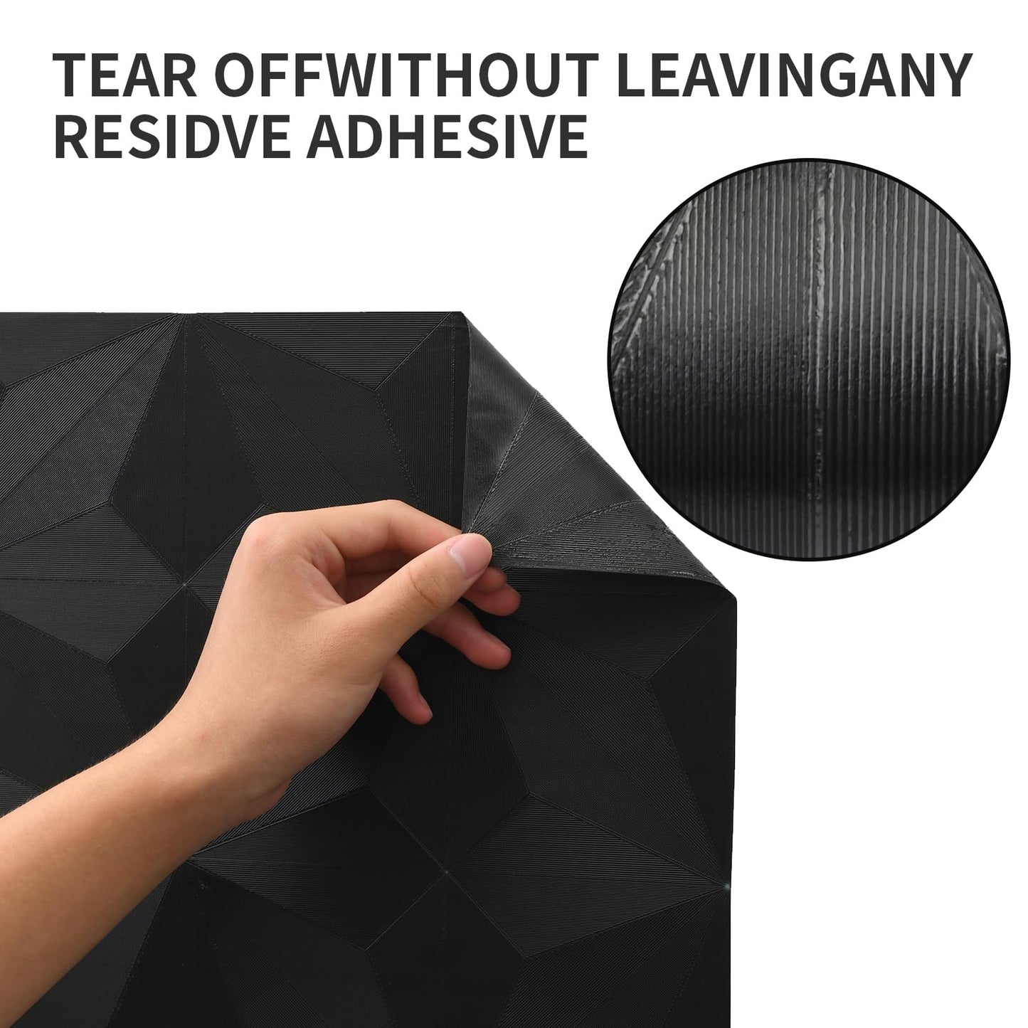 Cismmy 3D Peel and Stick Wallpaper Black Contact Paper 15.7'' X 118'' Wall Paper Renter Friendly Wallpaper SOR Cabinets and Drawers Removable Vinyl Wrap Modern Geometric Wallpaper Self Adhesive