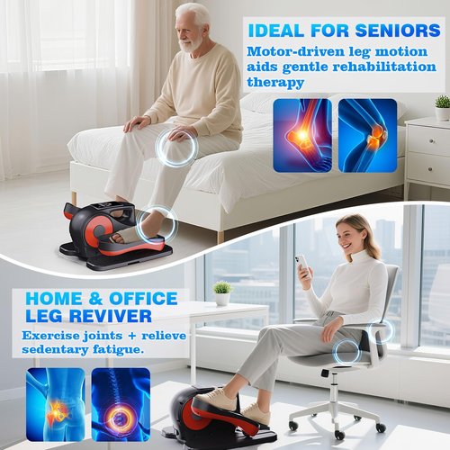 Under Desk Elliptical Exercise Machine, Electric Under-Desk Elliptical for Seniors - Mini Ellipse Leg Exerciser with 12-Speed Touch Screen, Remote Control & Reversible Motion (Black)